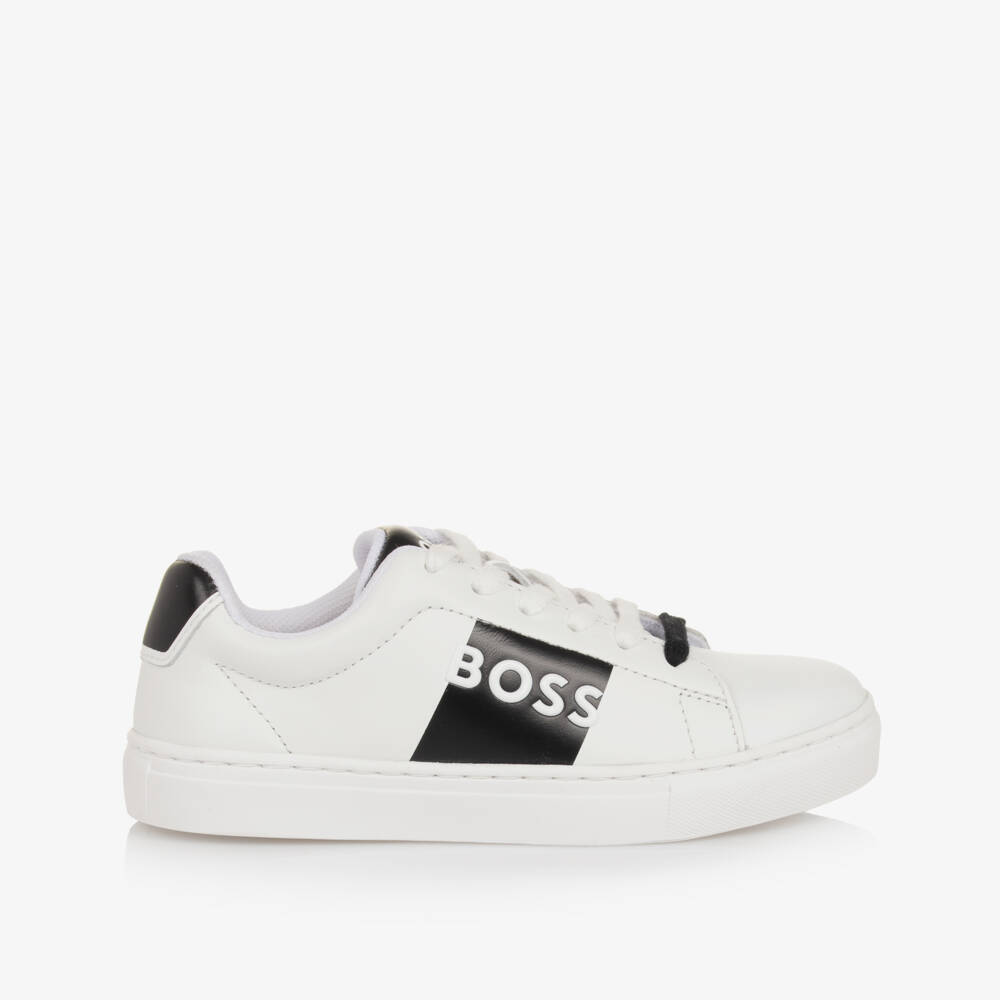 BOSS-Boys Classic White Leather Sneakers | Childrensalon Outlet