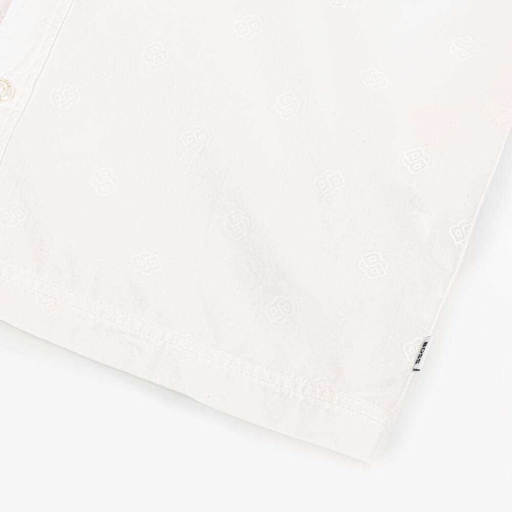 BOSS-Boys Classic White Patterned Shirt | Childrensalon Outlet