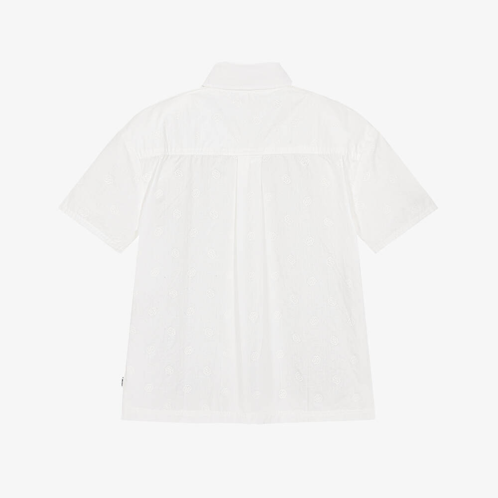 BOSS-Boys Classic White Patterned Shirt | Childrensalon Outlet