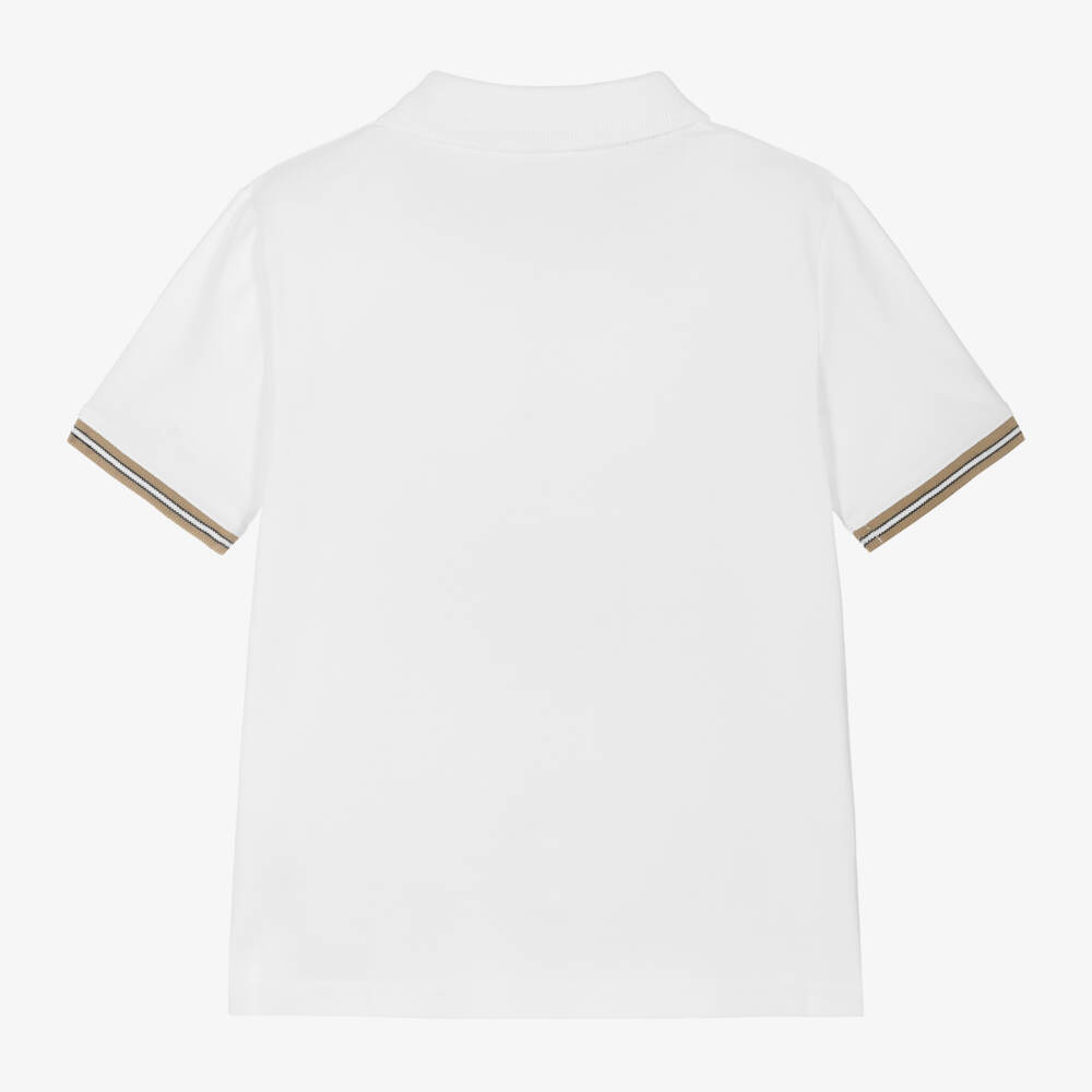 BOSS-Белая хлопковая рубашка-поло для мальчиков | Childrensalon Outlet