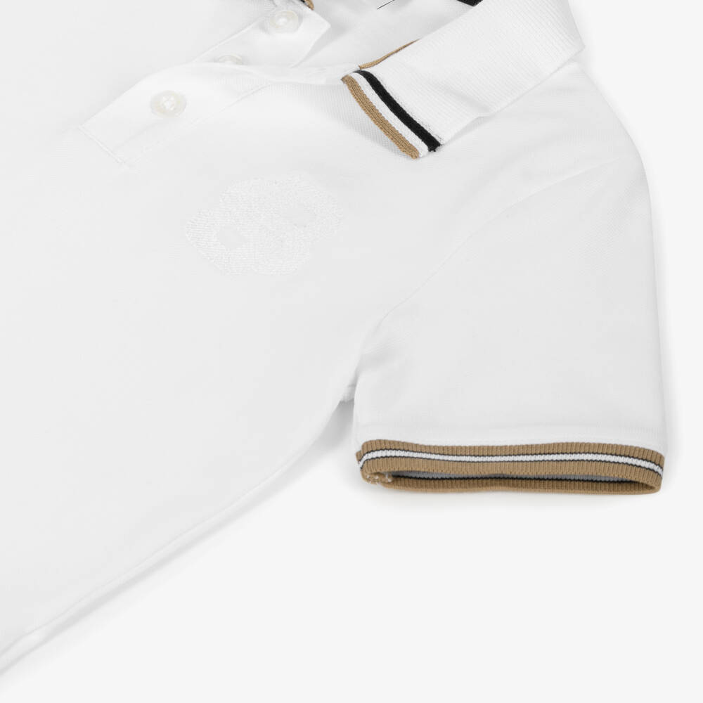 BOSS-Белая хлопковая рубашка-поло для мальчиков | Childrensalon Outlet