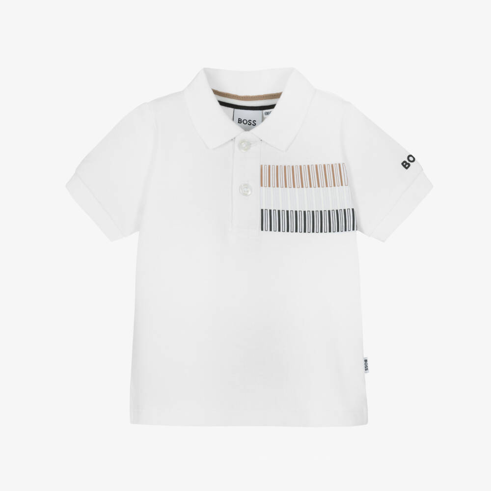 BOSS-Классическая белая мягкая рубашка поло для мальчиков | Childrensalon Outlet