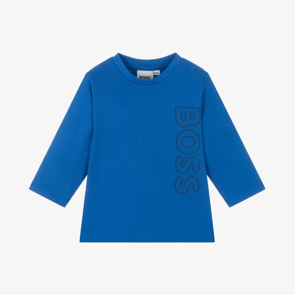 BOSS-Синий хлопковый топ для мальчиков | Childrensalon Outlet