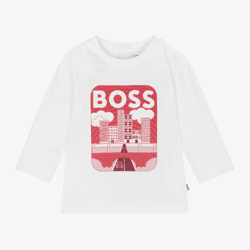 BOSS-Boys Cotton City Print Top | Childrensalon Outlet
