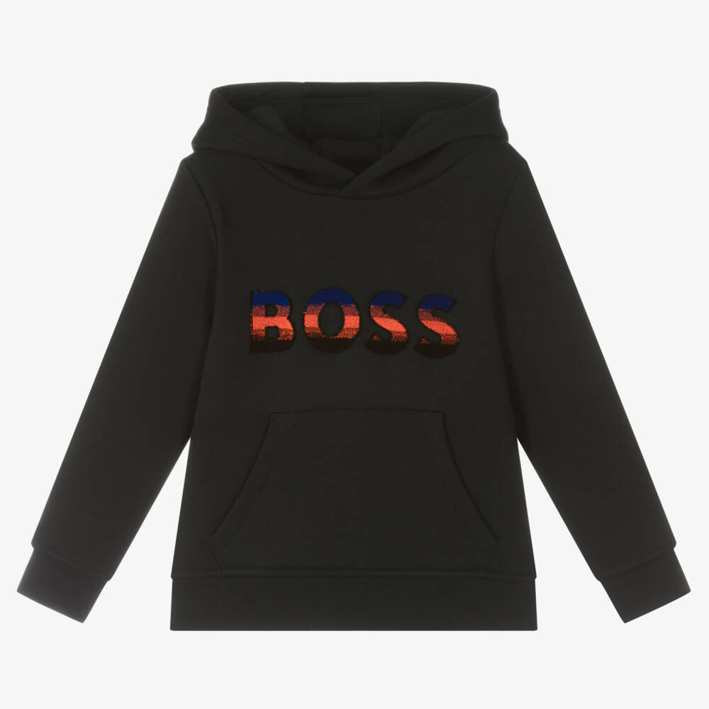 BOSS-Черная хлопковая худи для мальчиков | Childrensalon Outlet