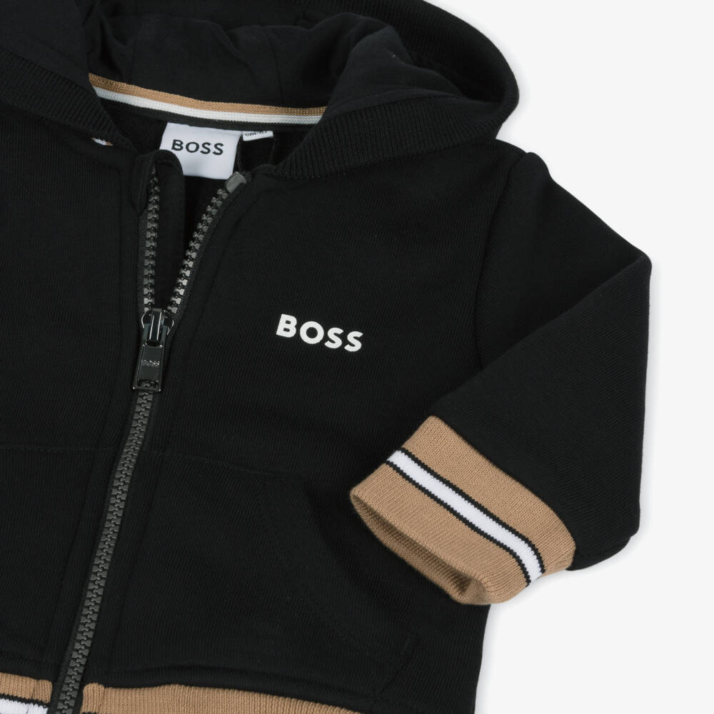 BOSS-Boys Cotton Hoodie with Zip | Childrensalon Outlet