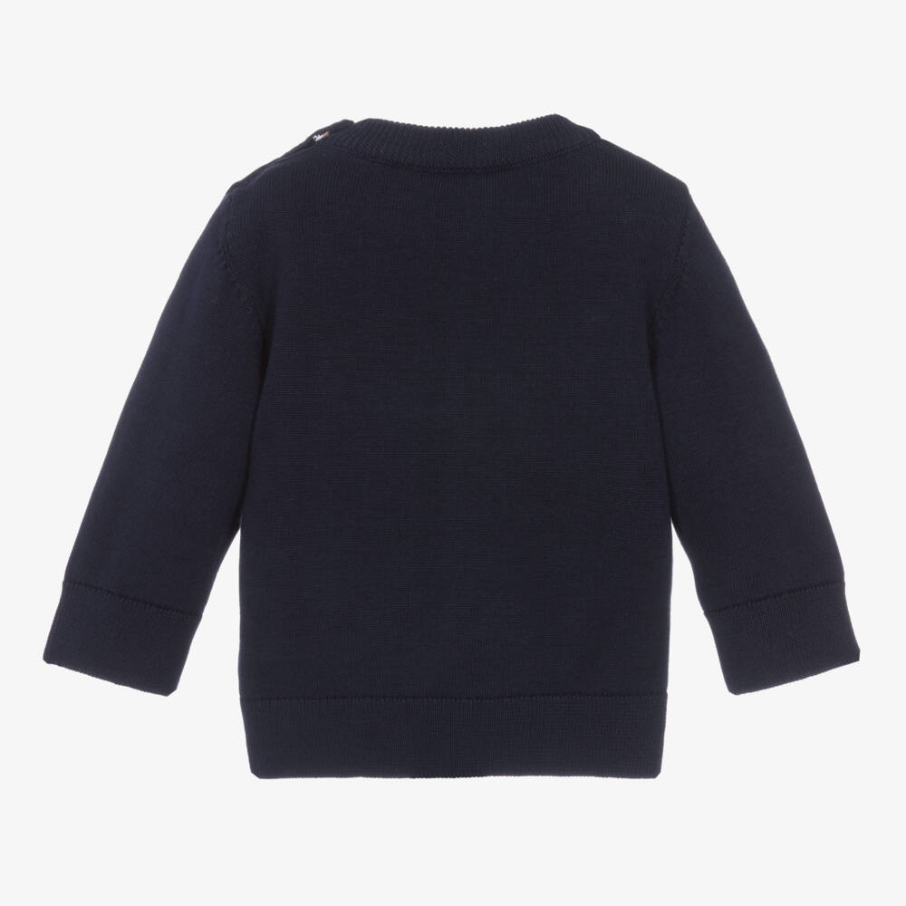 BOSS-Boys Cotton Knit Navy Jumper | Childrensalon Outlet