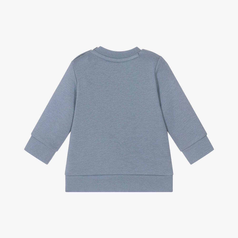 BOSS-سويتشيرت أطفال ولادي قطن لون أزرق فاتح | Childrensalon Outlet