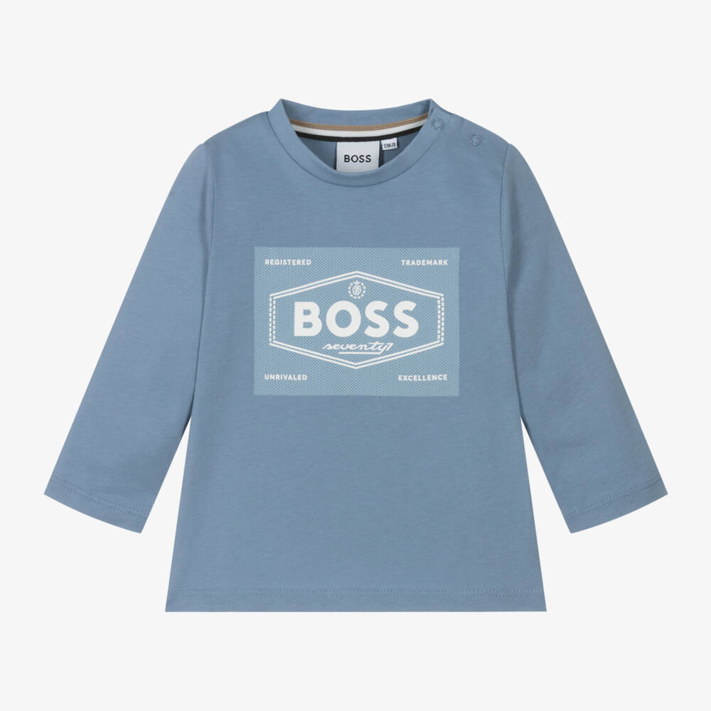 BOSS-Boys Cotton Long Sleeve Tee | Childrensalon Outlet