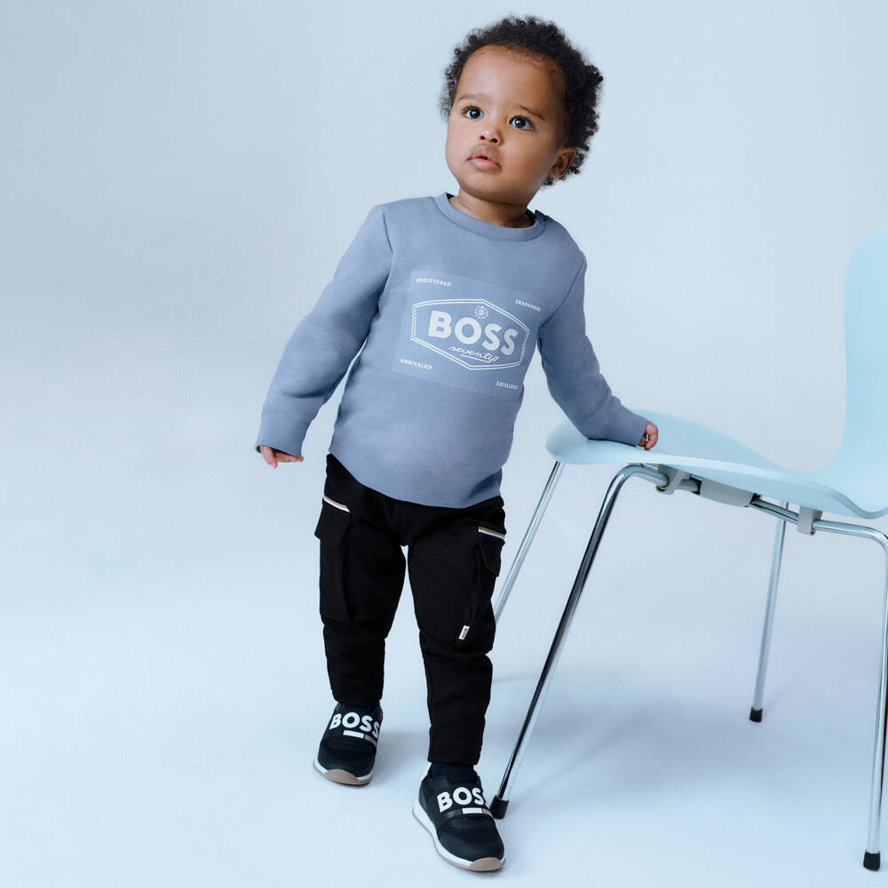 BOSS-Boys Cotton Long Sleeve Tee | Childrensalon Outlet