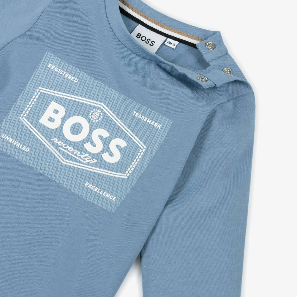 BOSS-Boys Cotton Long Sleeve Tee | Childrensalon Outlet