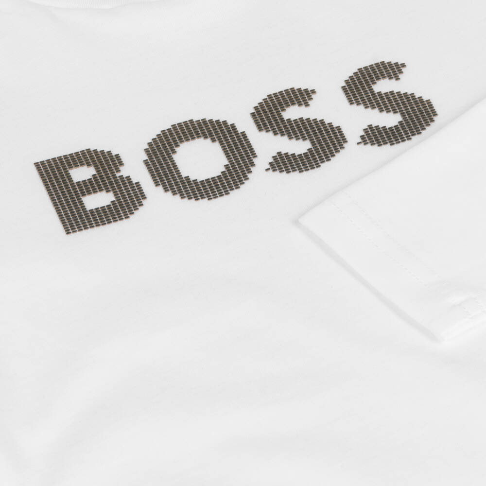 BOSS-Белый хлопковый топ для мальчиков | Childrensalon Outlet