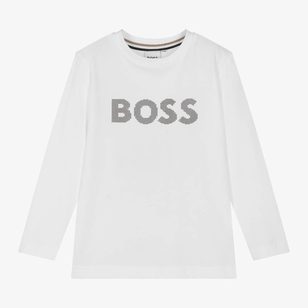 BOSS-Boys Cotton Long Sleeve Tee | Childrensalon Outlet