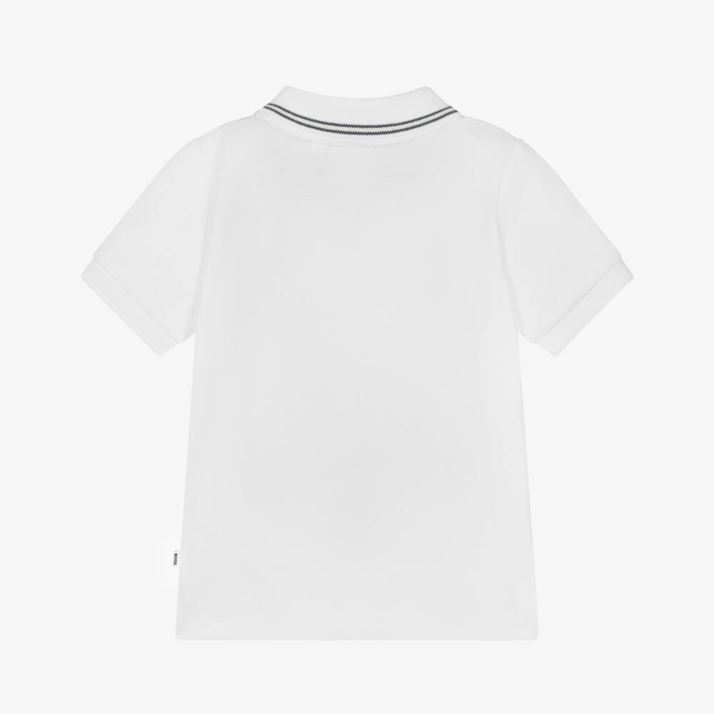 BOSS-Boys Cotton Piqué Polo in White | Childrensalon Outlet