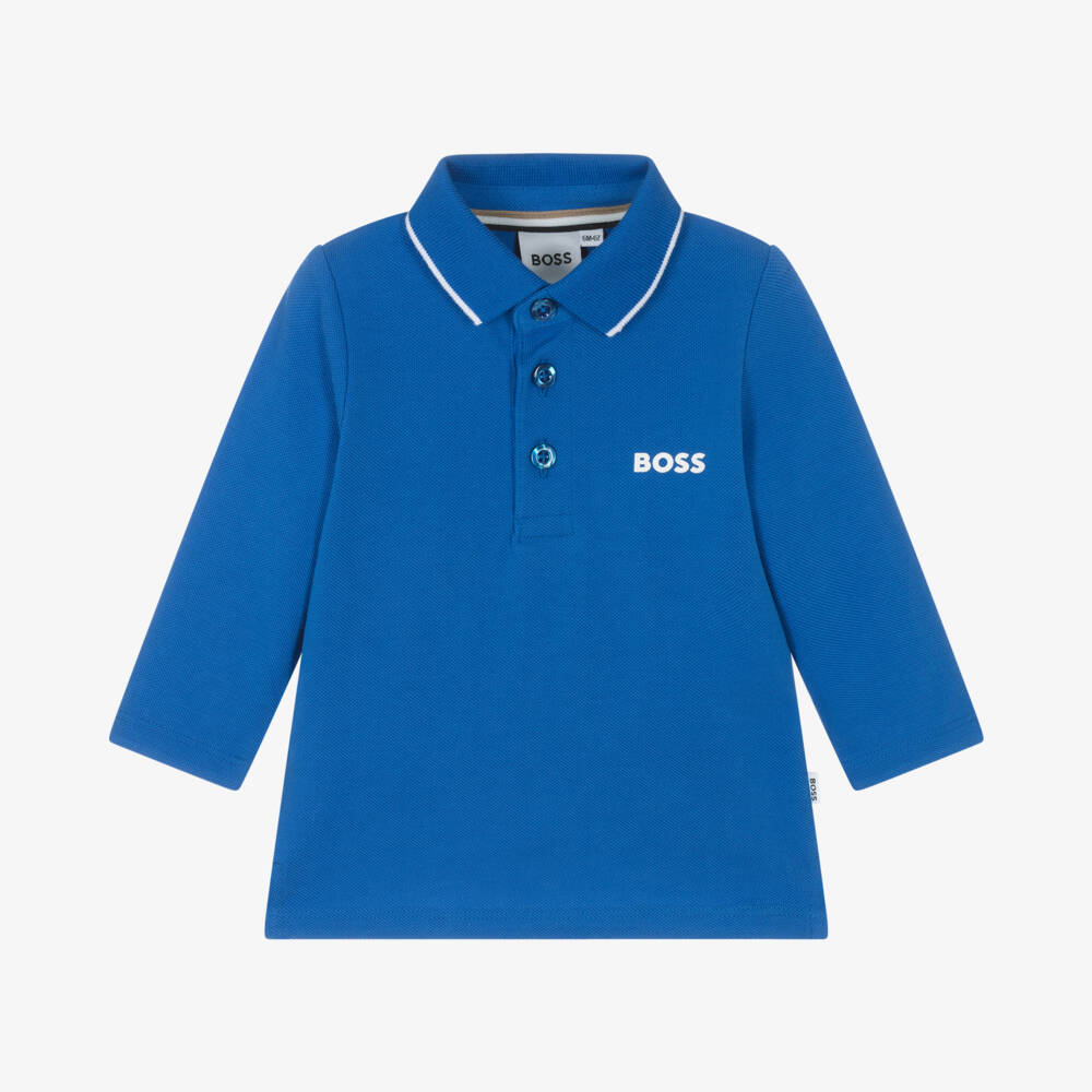 BOSS-Boys Cotton Polo in Bright Blue | Childrensalon Outlet