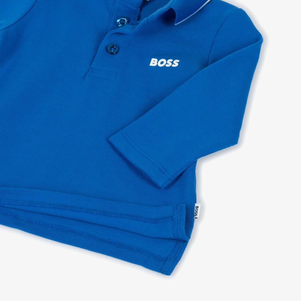 BOSS-Boys Cotton Polo in Bright Blue | Childrensalon Outlet