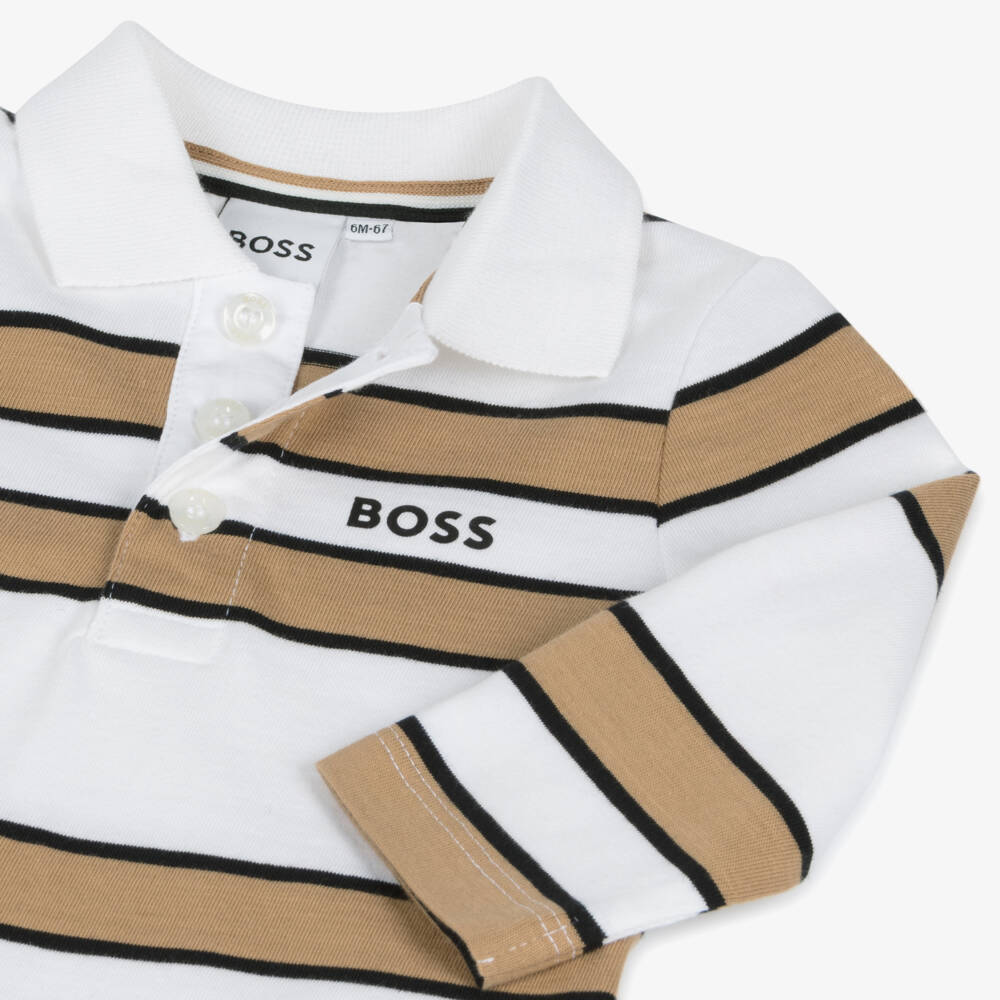 BOSS-Boys Cotton Polo with Stripes | Childrensalon Outlet