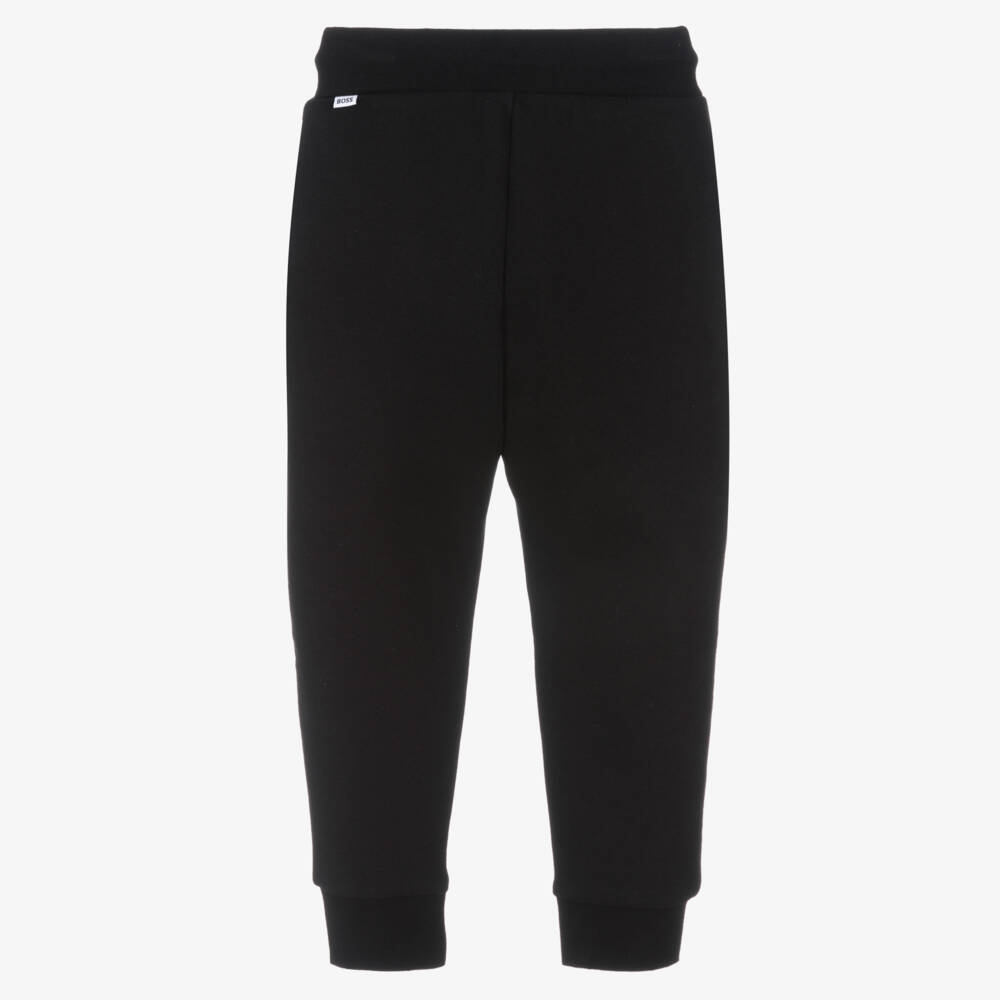BOSS-Boys Cotton-Rich Black Jersey Trousers | Childrensalon Outlet