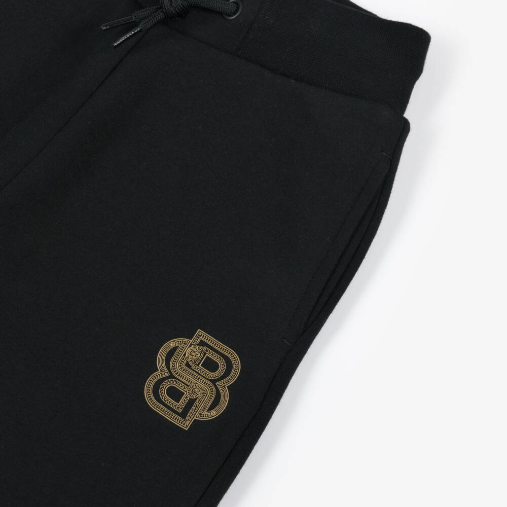 BOSS-Boys Cotton-Rich Black Jersey Trousers | Childrensalon Outlet