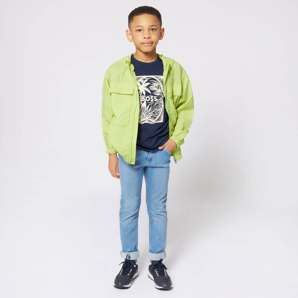 BOSS-Boys Cotton Tee in Deep Blue | Childrensalon Outlet