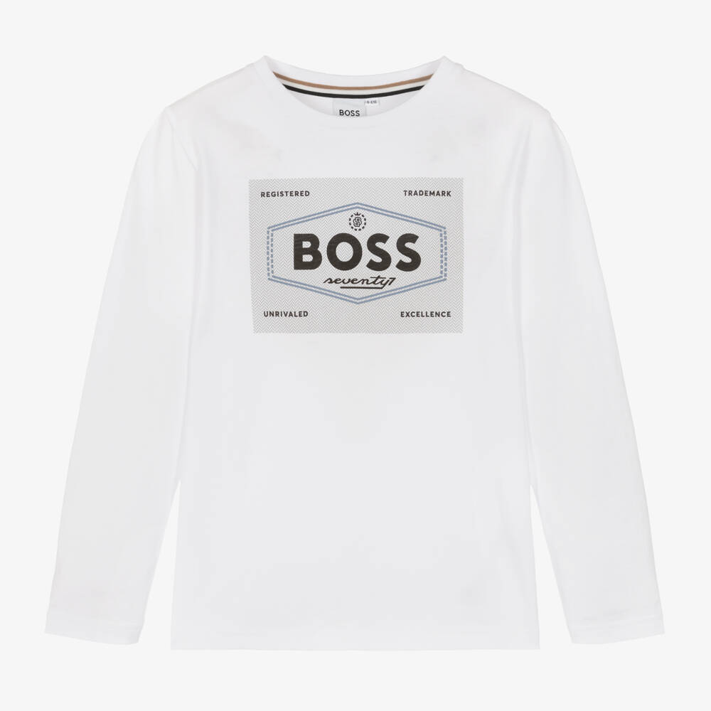 BOSS-Boys Cotton White 1977 Shirt | Childrensalon Outlet