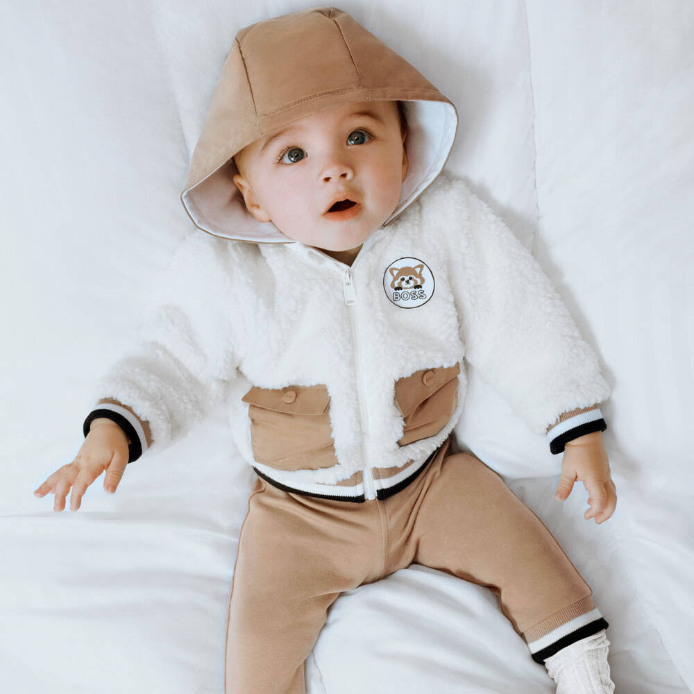 BOSS-Boys Cozy Beige Sherpa Tracksuit | Childrensalon Outlet