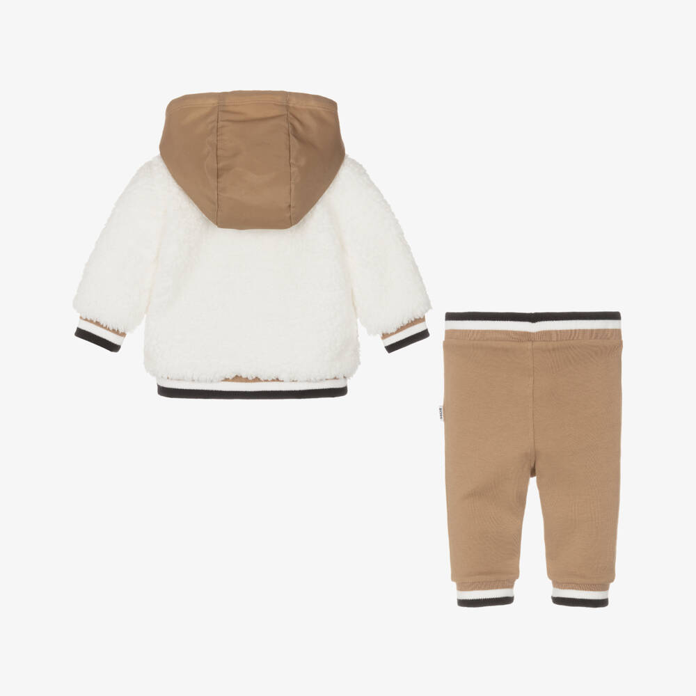 BOSS-Boys Cozy Beige Sherpa Tracksuit | Childrensalon Outlet