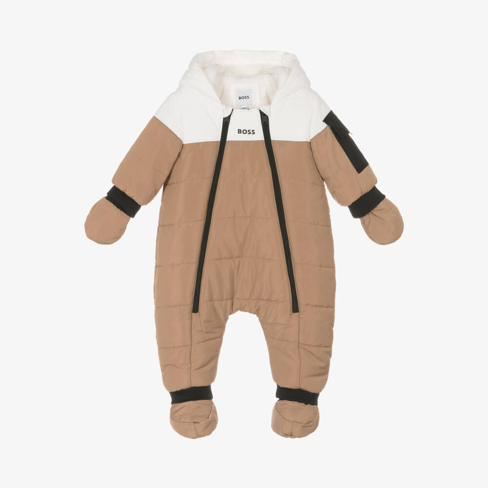 BOSS-Boys Cozy Beige Winter Snowsuit | Childrensalon Outlet