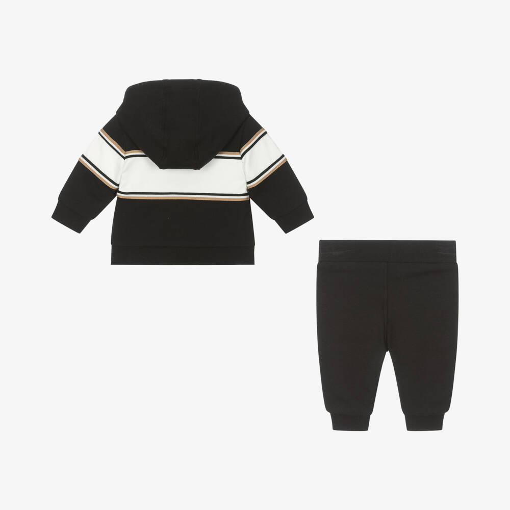 BOSS-Boys Cozy Black Cotton Tracksuit | Childrensalon Outlet