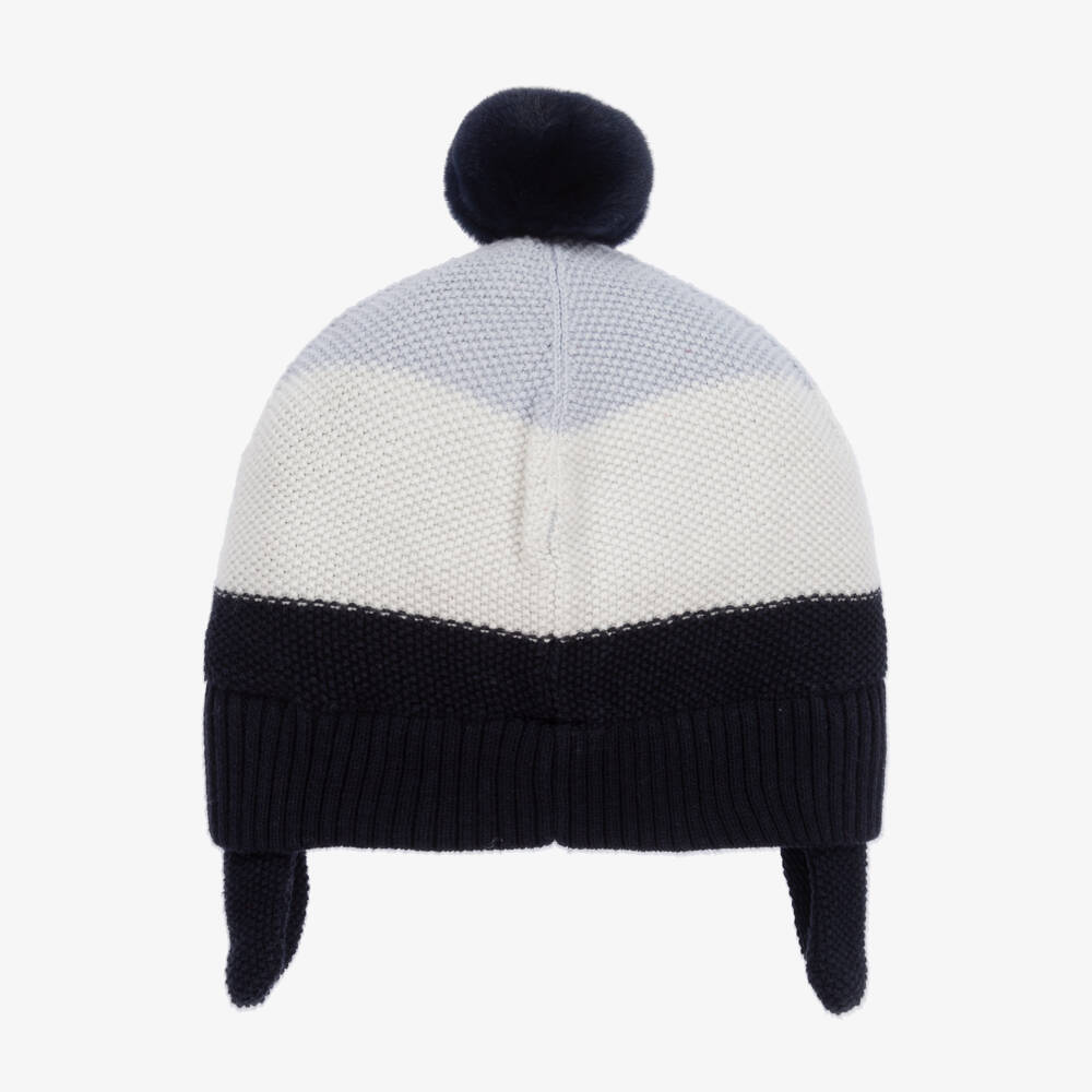 BOSS-Boys Cozy Blue Striped Bobble Hat | Childrensalon Outlet