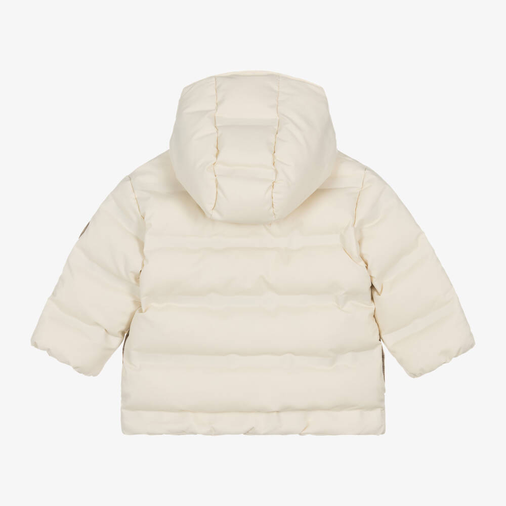 BOSS-Boys Cream Hooded Down Jacket | Childrensalon Outlet