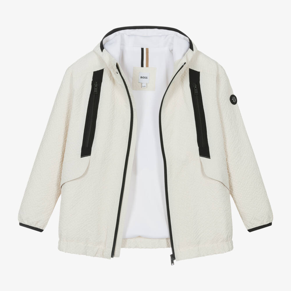 بوس-معطف كريمي بغطاء للرأس للأولاد | Childrensalon Outlet