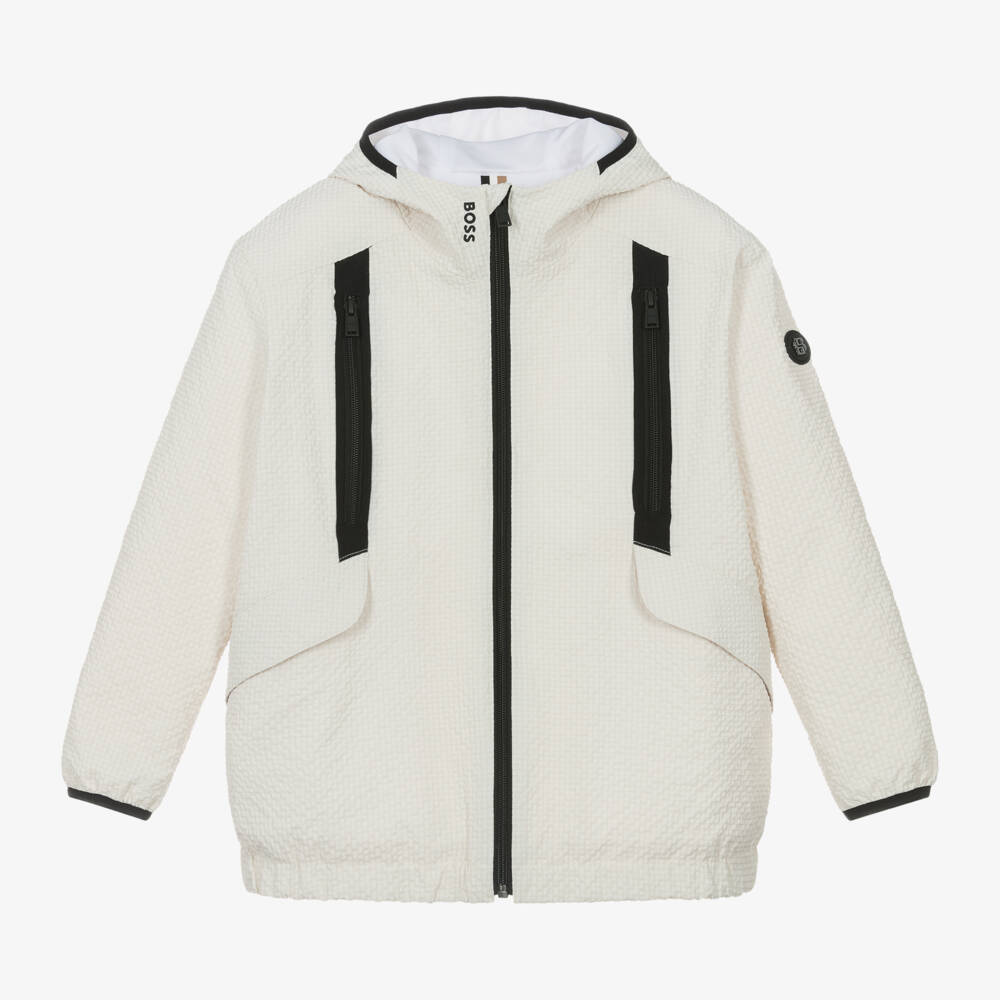 BOSS-Кремовая куртка с капюшоном для мальчиков | Childrensalon Outlet