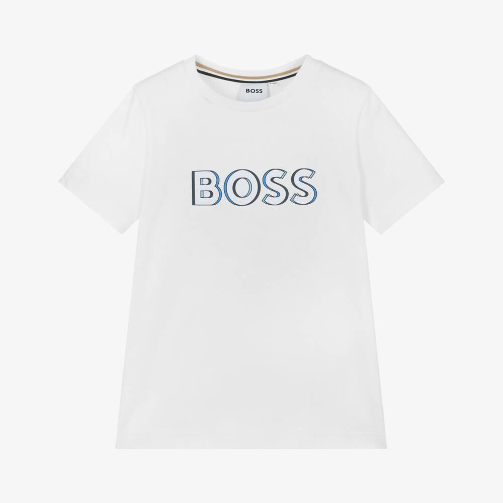 BOSS-Boys Crisp Cotton Tee White | Childrensalon Outlet