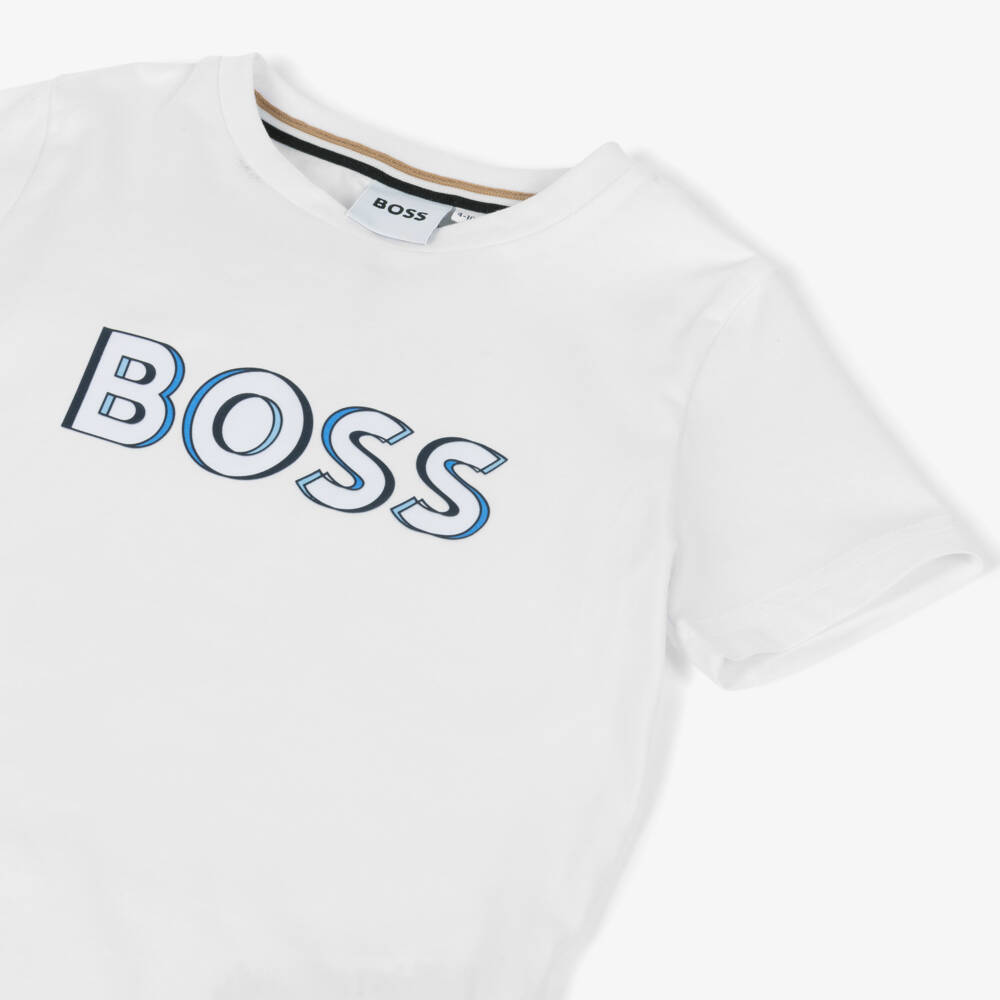 BOSS-Хлопковая футболка для мальчиков белая | Childrensalon Outlet