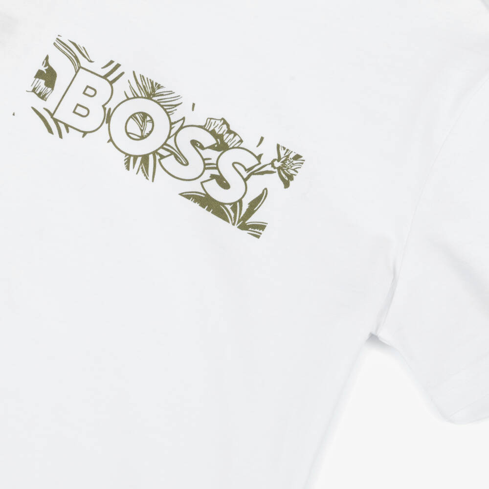 BOSS-Boys Crisp White Cotton Tee | Childrensalon Outlet