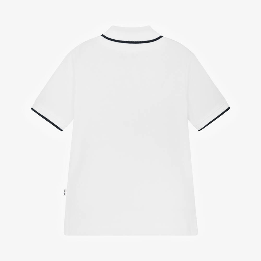 BOSS-Boys Crisp White Piqué Polo | Childrensalon Outlet