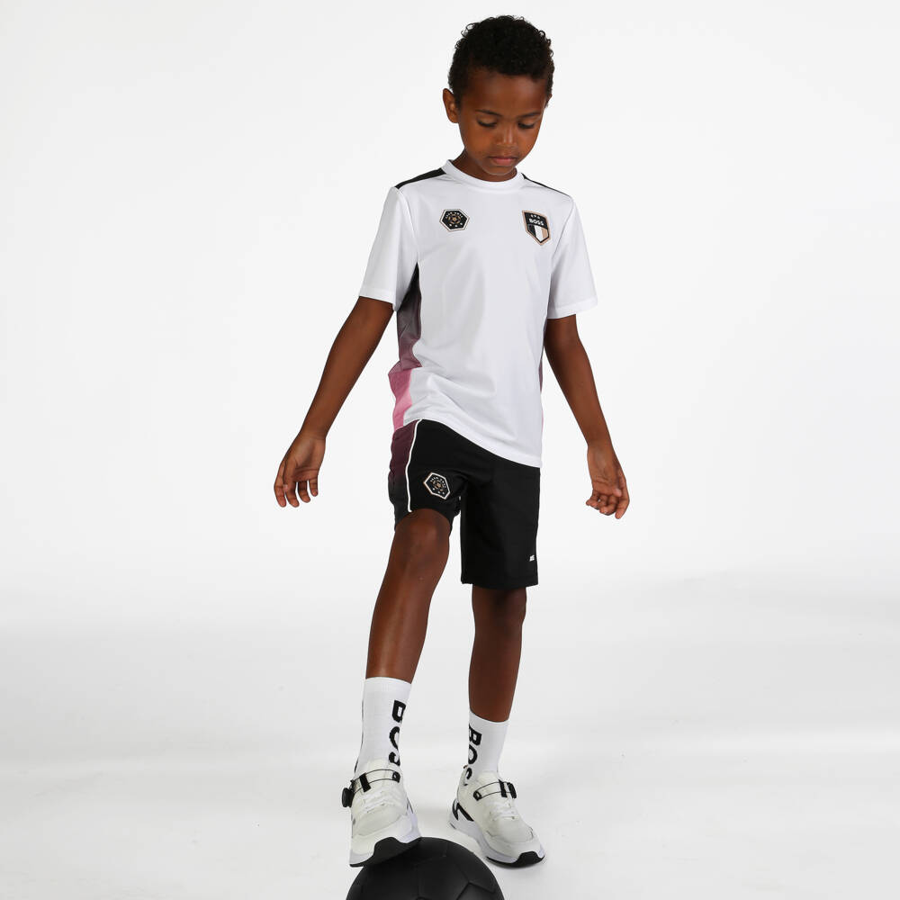 BOSS-Boys Crisp White Soccer Tee | Childrensalon Outlet