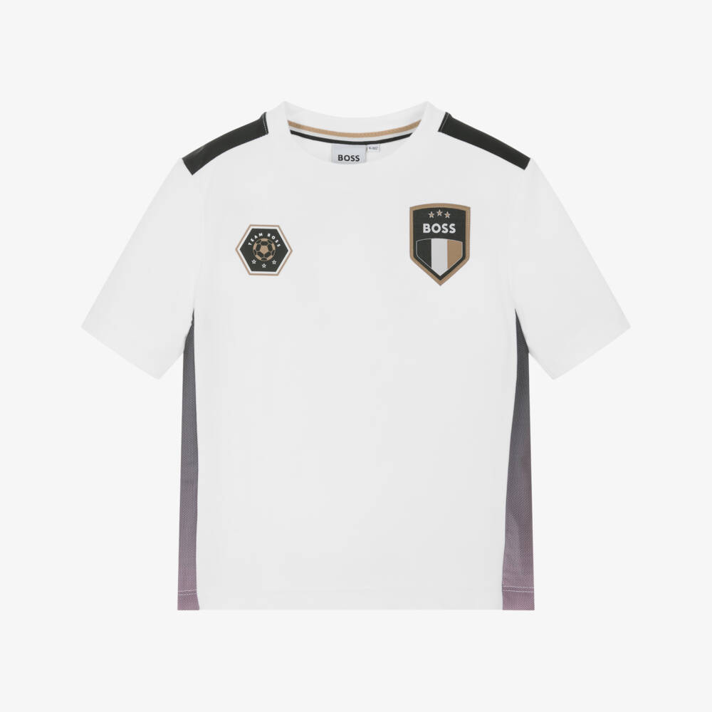 BOSS-Boys Crisp White Soccer Tee | Childrensalon Outlet