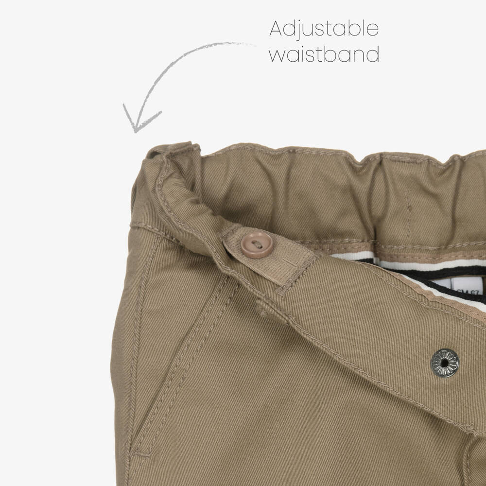 BOSS-Boys Dark Beige Cotton Twill Chino Shorts | Childrensalon Outlet