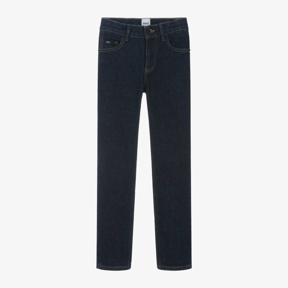 BOSS-Boys Dark Blue Denim Trousers | Childrensalon Outlet