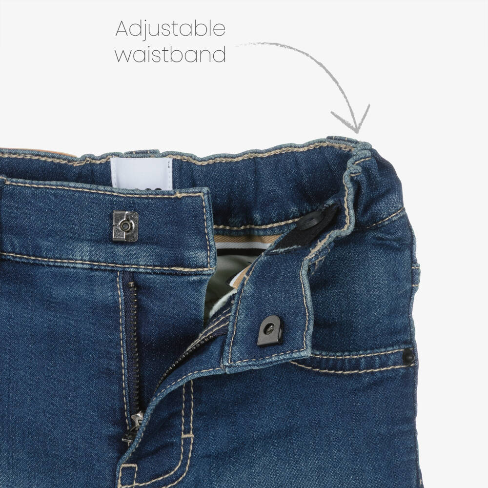 BOSS-Boys Dark Blue Stretch Denim Shorts | Childrensalon Outlet