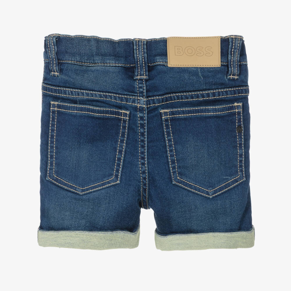 BOSS-Boys Dark Blue Stretch Denim Shorts | Childrensalon Outlet