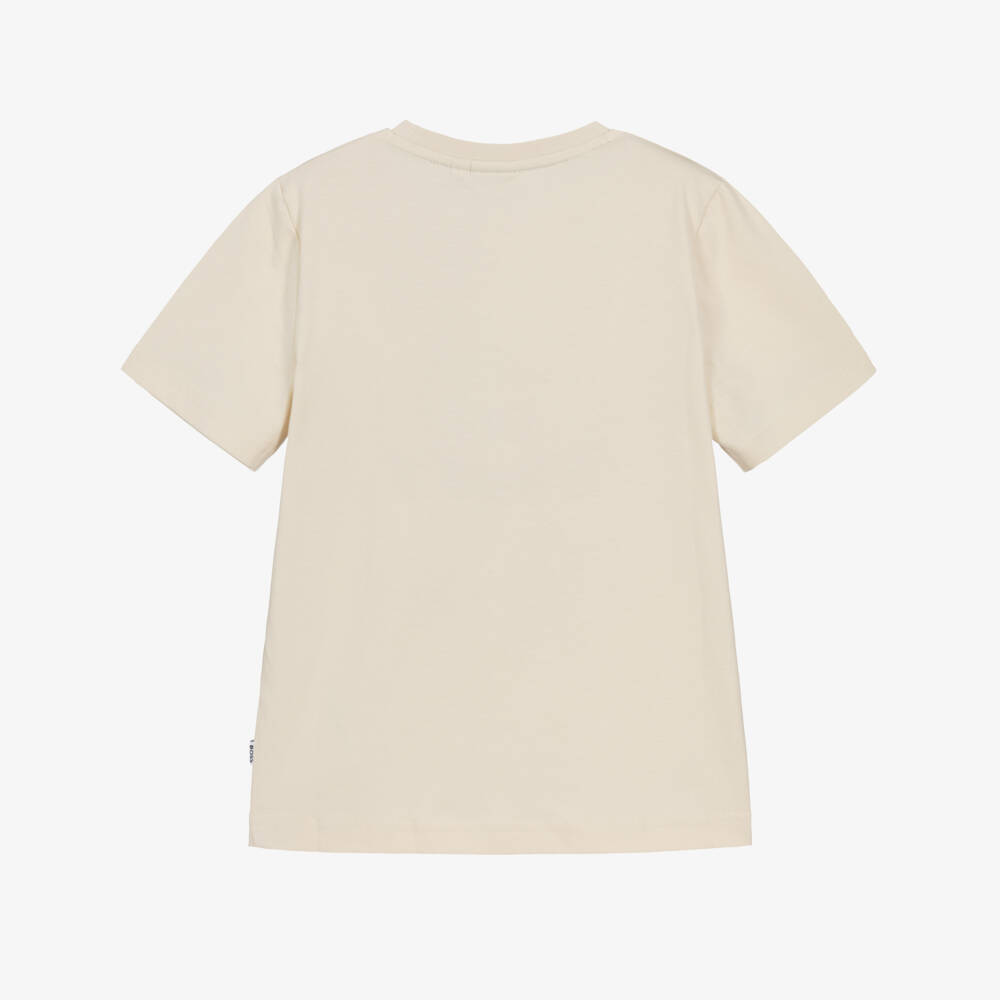 BOSS-Boys Dark Ivory City Graphic Cotton T-Shirt | Childrensalon Outlet