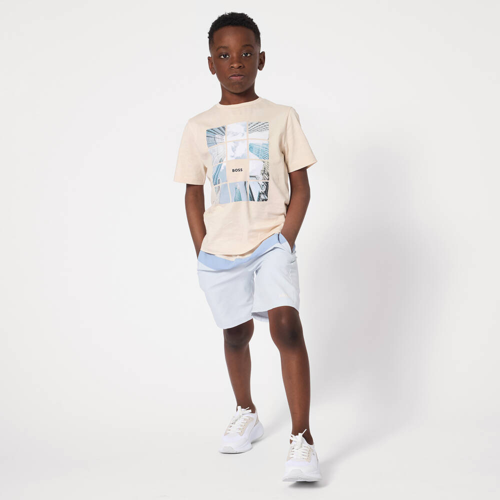 BOSS-Boys Dark Ivory City Graphic Cotton T-Shirt | Childrensalon Outlet