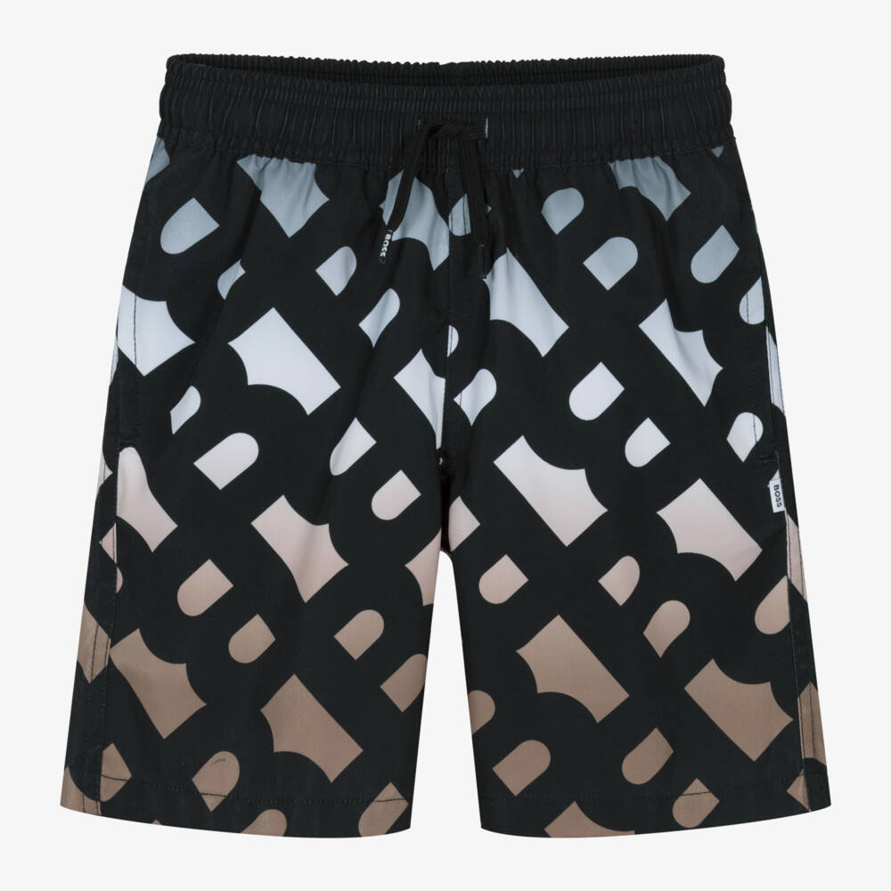 BOSS-Boys Dark Monogram Swimwear | Childrensalon Outlet