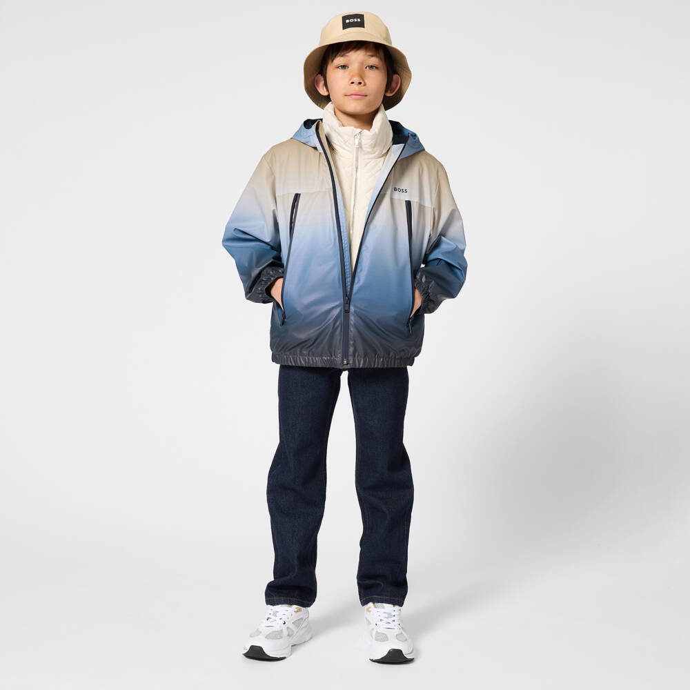 BOSS-Boys Dark Wash Blue Denim Regular Fit Jeans with Logo Patch | Childrensalon Outlet