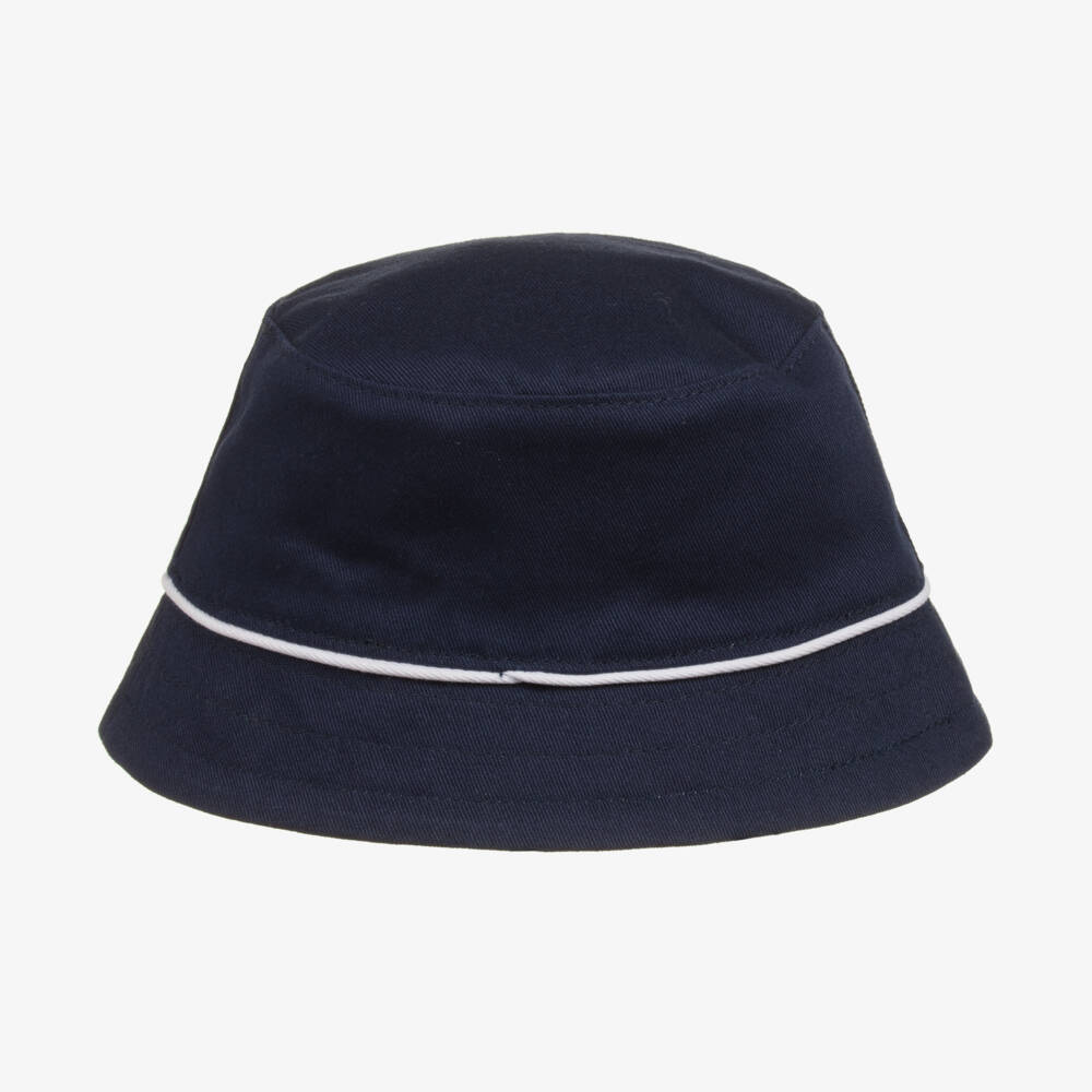 BOSS-Boys Dual-Style Blue Cotton Hat | Childrensalon Outlet