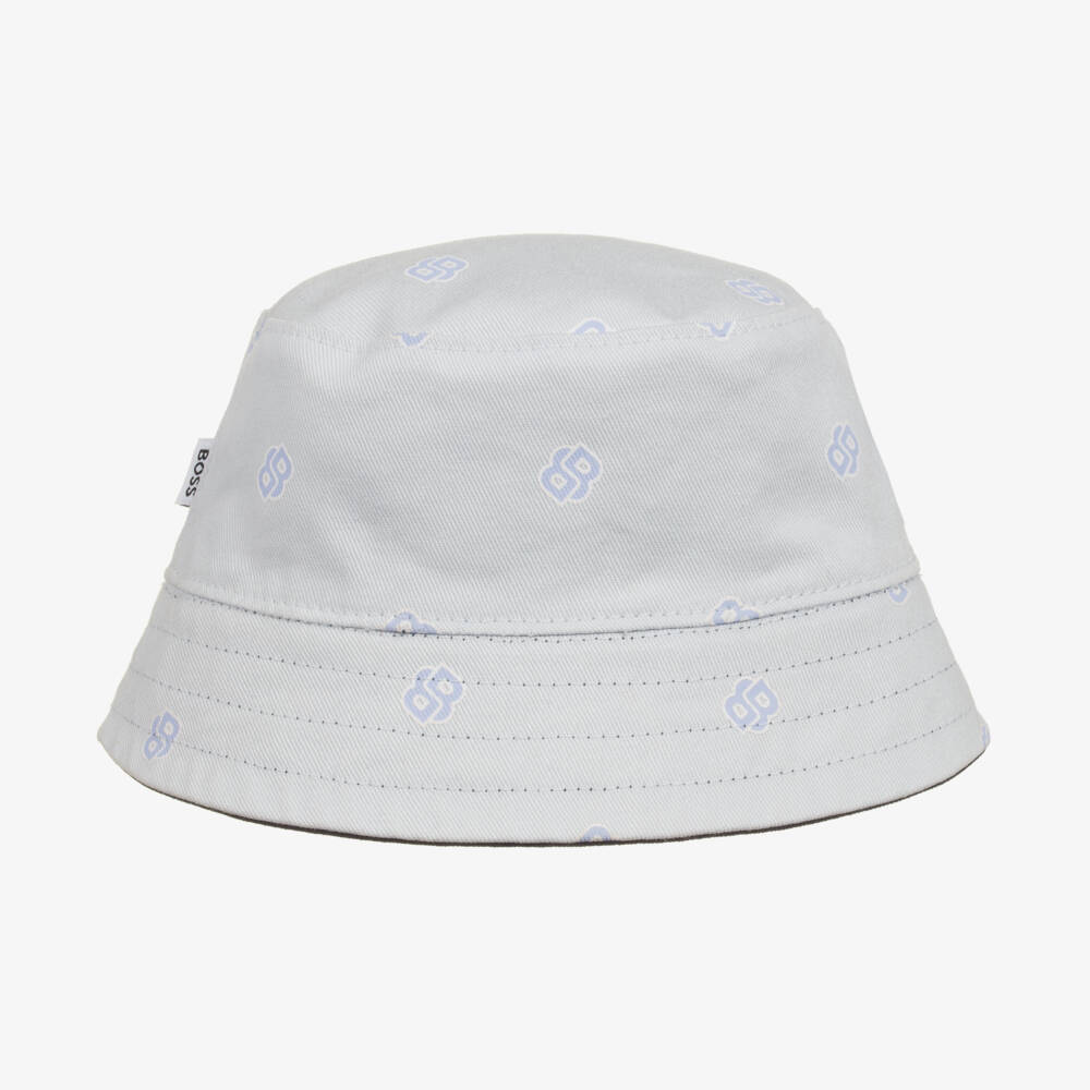 BOSS-Boys Dual-Style Blue Cotton Hat | Childrensalon Outlet
