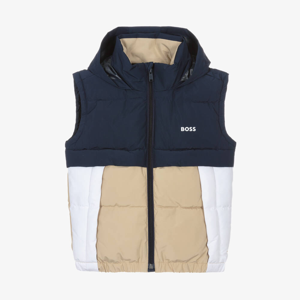 BOSS-Boys Dual-Tone Blue Gilet | Childrensalon Outlet